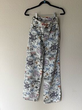 Adika XS wide leg jeans with graffiti print